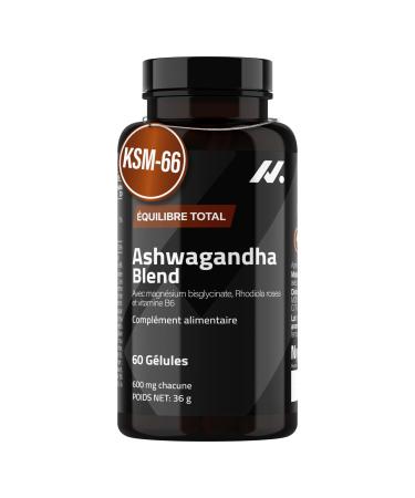 Ashwagandha Blend Ashwagandha KSM-66 Rhodiola Magn sium bisglycinate Vitamine B6 Nootropique et Adaptog ne qui aide au Sommeil la Clart Mentale et au Bien- tre G n ral 60 G lules Nyvos