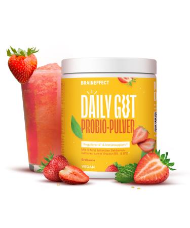 Braineffect Daily good - fruity ballast fabric mix for hunger - with bacterial strains beverage powder with vitamin B6 + B12 for a good intestinal feeling strawberry 30 portions (1 Pack)