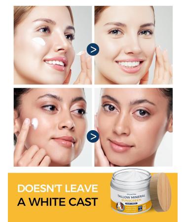 Stilip Beef Tallow Sunscreen Organic SPF 30 with Zinc Oxide,Non-Toxic 2-in-1 Moisturizer & Mineral Sunblock | Reef Safe, Chemical-Free,Lightweight, Clean Formula for Sensitive Skin. - Buy Online on GoSupps.com