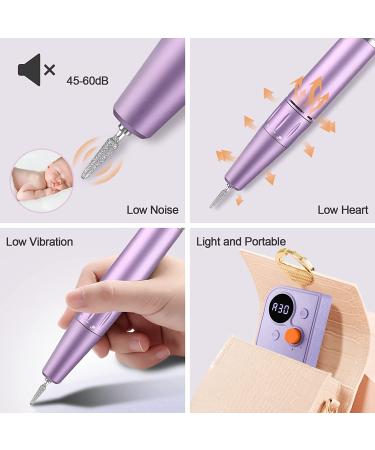 Portable Rechargeable Nail Drill Kit - 30000 RPM Cordless Efile Machine Set for Acrylic Nails Manicure Pedicure - Purple - Buy Online on GoSupps.com