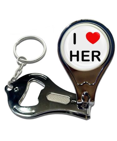 BadgeBeast.co.uk I love Her - Key Ring Bottle Opener and Nail Clipper