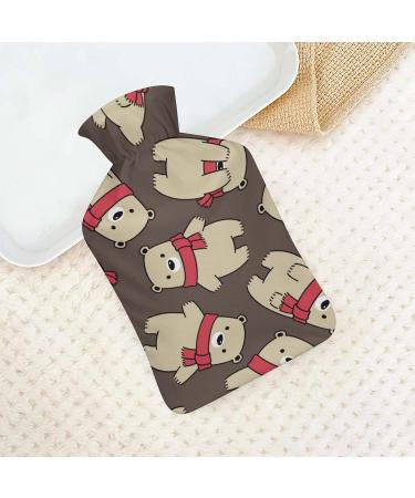 Scarf & Bear Hot Water Bottle with Plush Cover - Cozy Hand Warmer for Adults & Kids | 26.5x15.3cm - International Shipping Available - Buy Online on GoSupps.com