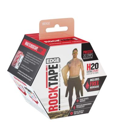RockTape H2O Edge Highly Water-Resistant Kinesiology Tape with Travel Case Beige