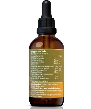 Magnesium Plus Pineapple Flavor - Magnesium Citrate Glycinate/L-threonate & Vitamin B6 D C/Liquid Drops Supplement 4 fl oz - Advanced Complex - 60-Day Supply - Buy Online on GoSupps.com