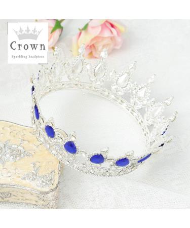 Baroque Silver Rhinestone Fairy Crowns and Tiaras for Wedding and Birthday - Silver & Blue - Buy Online on GoSupps.com