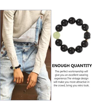 Heallily Wooden Pearl Buddhist Bracelet - Retro Black Jewelry for Men & Women | Perfect Birthday Gifts (9.5x9.5x2cm) - Buy Online on GoSupps.com