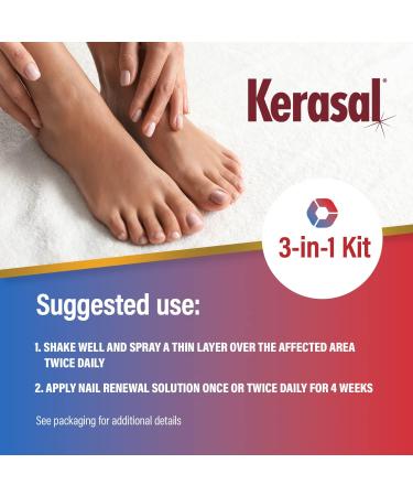 Kerasal 3-in-1 Nail Care Kit - Antifungal Spray & Nail Repair Solution for Nails & Toes - 2 Day Results - 1 oz Spray, 0.43 oz Solution - Buy Online on GoSupps.com
