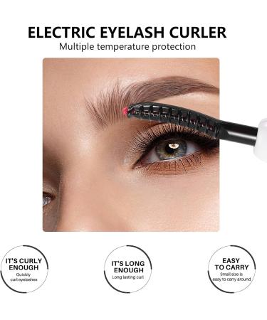 Hausdec Electric Heated Eyelash Curler USB Charge Makeup Curling Kit Long Lasting Natural Eye Lash Curler White - Buy Online on GoSupps.com