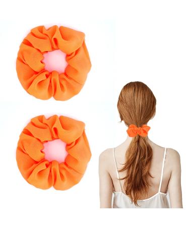 Neon Hair Scrunchies Set Orange Elastic Scrunchy Hair Ties Hair Bands Ponatail Holder for Women Girls Gift Hair Accessories A8YGSFQ