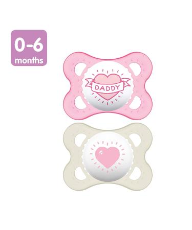 MAM Original Baby Pacifier Nipple | Promotes Healthy Oral Development | Sterilizer Case | Love & Affection/Girl | 0-6 Months | Pink/Beige | Pack of 2 - Buy Online on GoSupps.com