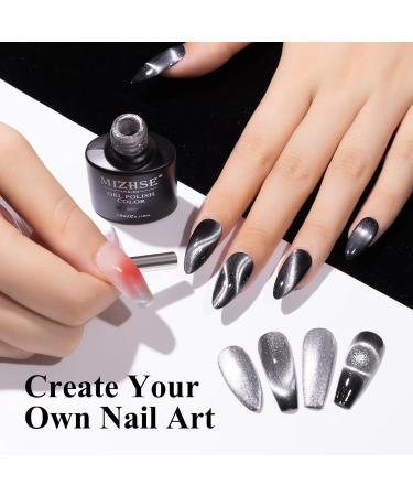 Buy MIZHSE 9D Cat Eye Gel Nail Polish - Silver Magnetic Gel for Stunning Holographic Galaxy Effect | Soak Off Nail Art for DIY Manicure at Home - Buy Online on GoSupps.com