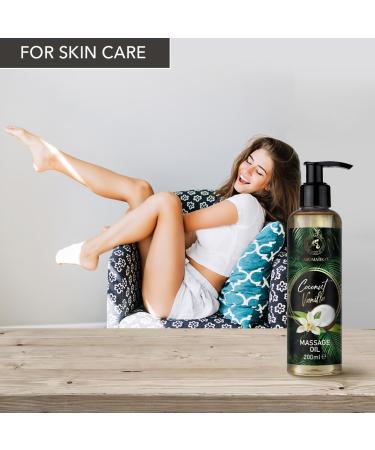 Buy 200ml Coconut Vanilla Massage Oil - Relaxation & Skin Care with Almond Grape Jojoba & Peach Oils | Shop Internationally - Buy Online on GoSupps.com