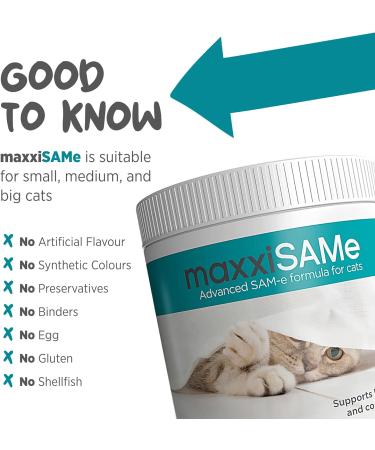 maxxipaws maxxiSAMe Advanced SAM-e Liver and Cognitive Supplement for Cats Given with Food Powder 90 g 90 count (Pack of 1) - Buy Online on GoSupps.com