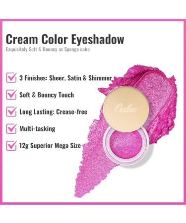 Oulac Glitter Eyeshadow Metallic Finish - Waterproof High Impact Pink Eyeshadow | Long-Lasting Christmas Makeup | Vegan Formula 12g (09) Pink Lady - Buy Online on GoSupps.com