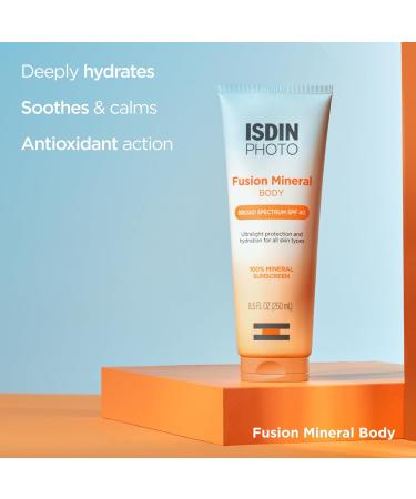 ISDIN Fusion Mineral Body Ultralight SPF 40 - 100% Mineral Sunscreen - Broad Spectrum Protection - 8.5 Fl Oz - International Shipping Available - Buy Online on GoSupps.com