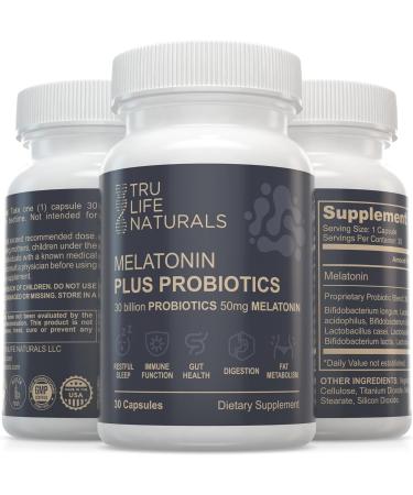 TRULIFE NATURALS Melatonin 50mg Plus Probiotics 30 Bill CFU/Better Sleep/Night Formula/Sleep Support Supplement & Balanced Gut Health - Easy to Take | Supports Digestive & Immune System Function - Buy Online on GoSupps.com