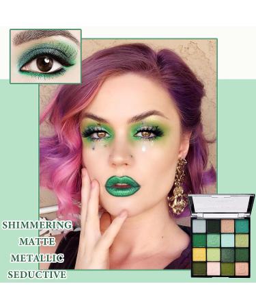 Highly Pigmented Green Glitter Eyeshadow Palette - 16 Colors | Long Lasting & Waterproof Eye Makeup Palette by WENJLYJ - Buy Online on GoSupps.com