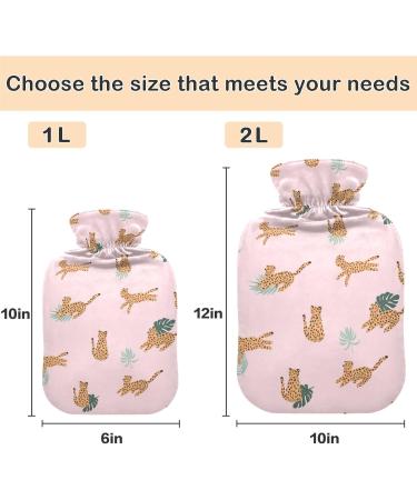 Naanle Tropical Leopard Hot Water Bottle - 1L Transparent Heat Bottle for Bed | Hand & Feet Warmer Pain Relief & Cold Therapy - Buy Online on GoSupps.com