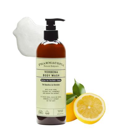 Pharmacopia Verbena Body Wash - Natural Shower Gel Moisturizing and Nourishing Body Cleanser - Infused with Organic Aloe Vera Coconut Oil and Green Tea Extract - Vegan and Cruelty-Free 16 oz
