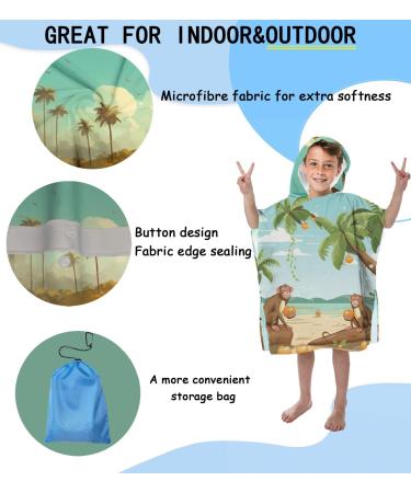 Aiorber Children's Bathing Poncho | Microfiber Hooded Bath Towel for Ages 1-6 | Soft Absorbent Monkey Pattern Towel for Boys & Girls | 60x60cm Gold-17 - Buy Online on GoSupps.com