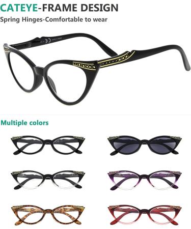 Eyekepper 6-Pack Women's Cat Eye Reading Glasses & Sun Glasses - 0.75 Stylish & Comfortable for All-Day Use - Buy Online on GoSupps.com