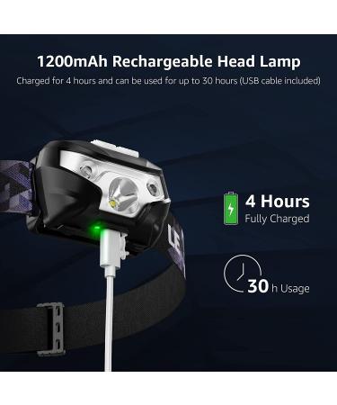 Rechargeable High Lumen Headlamp with 5 Modes - Waterproof LED Headlight for Camping, Hiking, Hunting, Running - White/Red Light - Buy Online on GoSupps.com