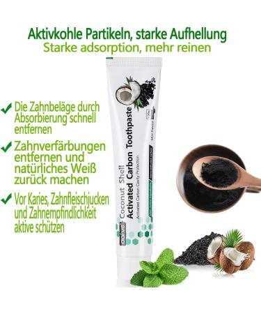 Activated Charcoal Toothpaste - Natural Black Toothpaste for Whiter Teeth - Coconut Activated Carbon - 2 Pack (120g) - International Shipping Available - Buy Online on GoSupps.com