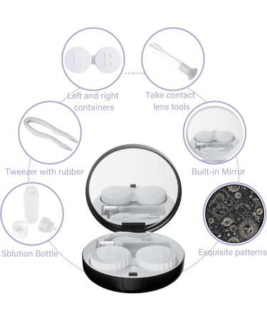 LRITER Portable Contact Lens Case | Leak-Proof Holder with Mirror for Travel Makeup & Daily Use - Black Universe - Buy Online on GoSupps.com