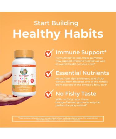 MaryRuth Organics Vegan Omega 3 Gummies for Kids 2+ 2 Month Supply Sugar Free Omega 3 Supplement with Vitamin C Flaxseed Oil Immune Support Essential Nutrient ALA No Fish Taste 60 Count - Buy Online on GoSupps.com