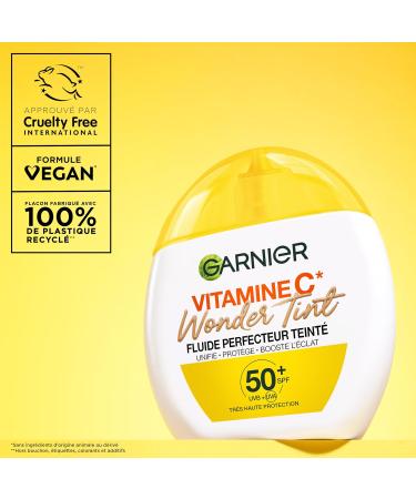 GARNIER - SkinActive Vitamine C - Fluide Perfecteur Teint Wonder Tint SPF50+ - Soin Teint Visage Protecteur - Unifie Hydrate & R duit les Taches Brunes - Tous Types de Peaux - Teinte Medium - 40 ml Teinte m dium - Buy Online on GoSupps.com