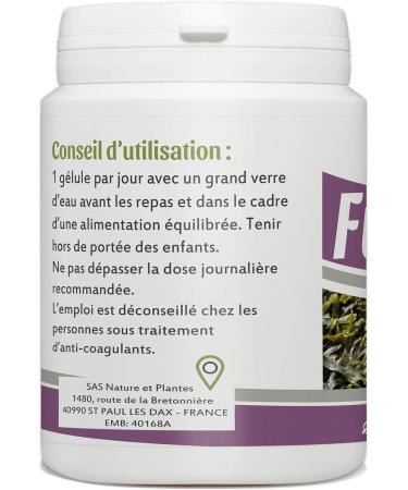 Fucus + 500mg - 180 g lules (Fucus - Lithothamne - Spiruline) - Buy Online on GoSupps.com