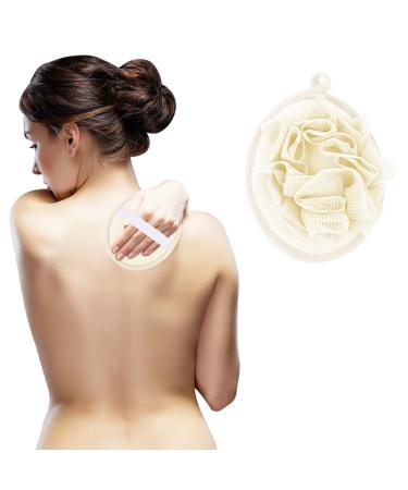 Sibba Loofah Body Scrubber 1 PC Exfoliating Mesh Pouf Sponge Scrubbers Use in Shower Scrub Bath Ball Pack Back Washing Baby Bathing Puff Pad(White)