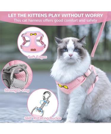 Cat Harness and Lead Set Adjustable Kitten Harness Reflective Vest Harnesses Leads with Metal Ring Escape Proof Soft Mesh Vest Harness and Lead for Small Medium Cats Pets Walking M Pink - Buy Online on GoSupps.com