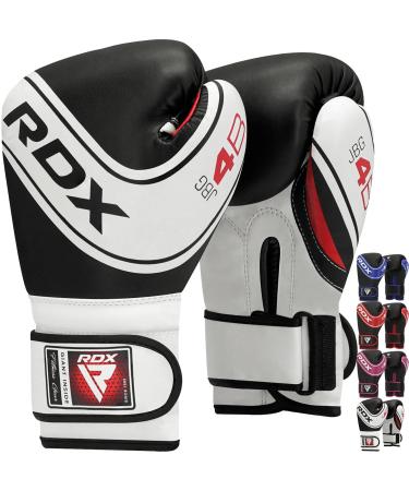 RDX Kids Boxing Gloves, 6oz 4oz Junior Training Mitts, Maya Hide Leather Ventilated Palm, Muay Thai Sparring MMA Kickboxing Fighting, Punch Bag Speed Ball Focus Pads Punching Workout Black 6oz