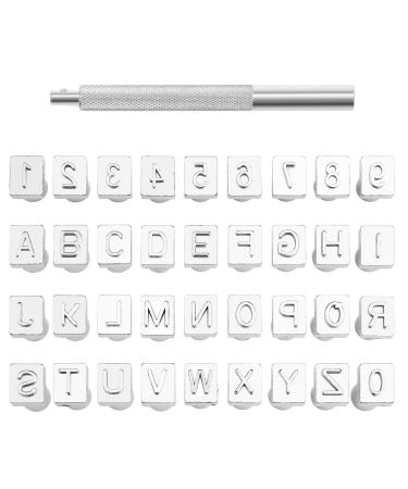 37 PCS Leather Stamps Alphabet Set  6 mm Alphabet Stamp Tools Set Leather Craft Stamping Tool Kit Metal Letter and Number Stamps Punch Set for DIY Leather Craft Printing Tools 6mm