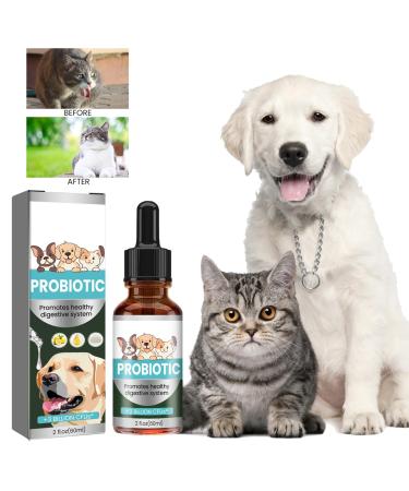 Pet Probiotics for Dogs & Cats 3 in 1 Probiotic Drops Dog and Cat Digestive Support Gut Health Itchy Skin Allergies Immunity-60ml / 2 fl.oz