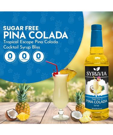 Syruvia Sugar-Free Pina Colada Syrup - 0 Calorie - Premium Flavoring Syrup for Tea Italian Sodas Beverages Desserts Ice Cream Cocktails & Mocktails - Kosher Gluten Free - 25.4 fl oz. - Buy Online on GoSupps.com