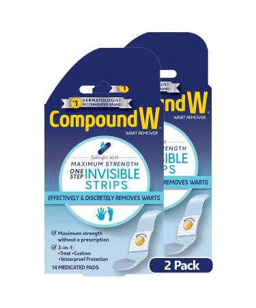 Compound W Maximum Strength One Step Invisible Wart Remover Strips 14 CT 2 Pack