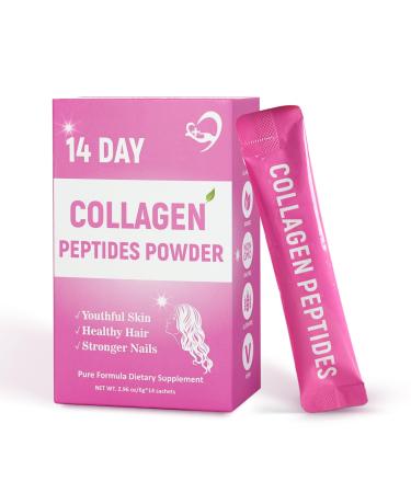 Laicuherb 14 Day Collagen Peptides Powder, Collagen for Women Promotes Skin, Hair, Nail Health, Collagen Powder, Collagen Hydrolyzed Collagen Powder, Non-GMO