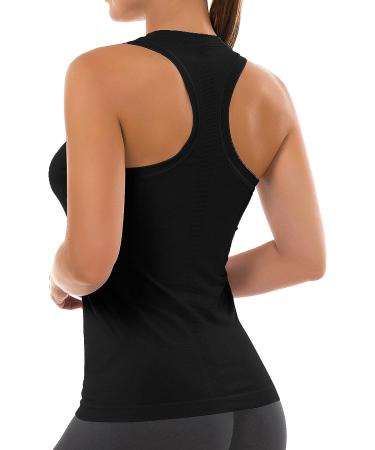 MathCat Women's Seamless Sleeveless Muscle Tank Top - Black, Small | Racerback Athletic Yoga Running Shirt - Buy Online on GoSupps.com