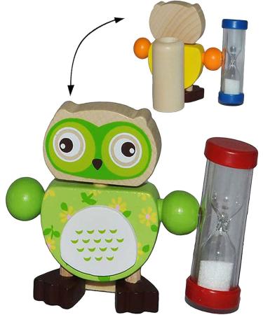Wooden Owl Toothbrush Holder for Kids - Hourglass Timer for 3-Minute Brushing - Ideal for Boys - Buy Online on GoSupps.com