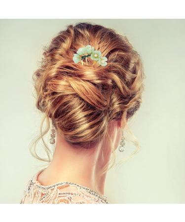 Lurrose Chinese Hair Sticks U-Shaped Jade Hair Rods & Classic Hemp Decorations | Traditional Flower Hair Sponge for Women & Girls - Buy Online on GoSupps.com