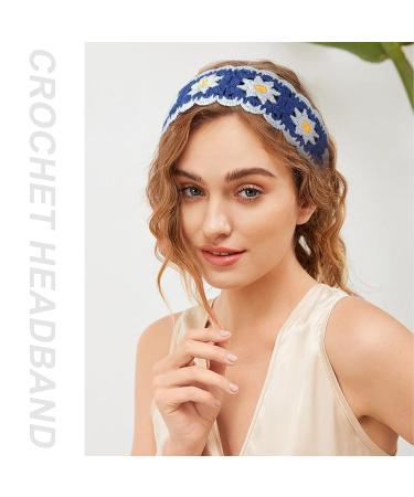 Hippie Hair Bandanas Headbands for Women - 3PCS Crochet Boho Floral Headbands - Daisy-Style - Buy Online on GoSupps.com