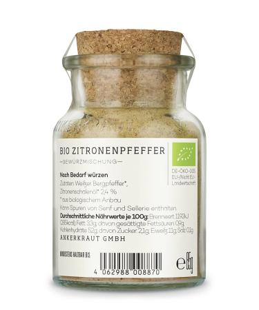 Anchor Herb Organic Lemon Pepper - Summer Freshness Kick 85g Cork Glass | Perfect for Meat Fish & Vegetables - Buy Online on GoSupps.com