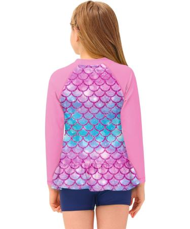 BesserBay Girls UV Shirt - Long Sleeve UPF 50+ Swim Shirt with Ruffle Hem (110-150 130 Violet) - Shop Internationally - Buy Online on GoSupps.com