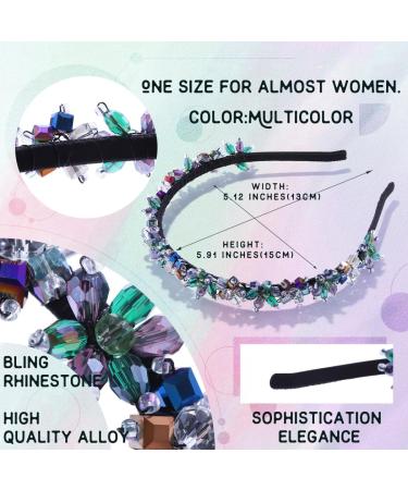 IYOU Vintage Rhinestone Headbands Sparkly Crystal Green Hair Bands Flower Prom Party Hair Accessories for Women and Girls - Buy Online on GoSupps.com