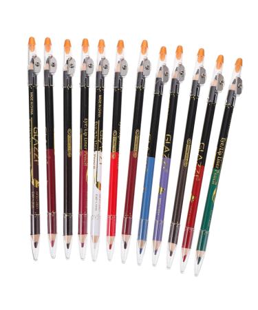 Hemoton 12pcs Lip Liner Eyeliner Makeup Cosmetic Pen Matte Lip Pencil Lip Liner Pen Eyeliner Pencil Lipstick Pencil Eyebrow Pencil Waterproof Lip Liner Eyebrow Powder Wooden Dropshipping