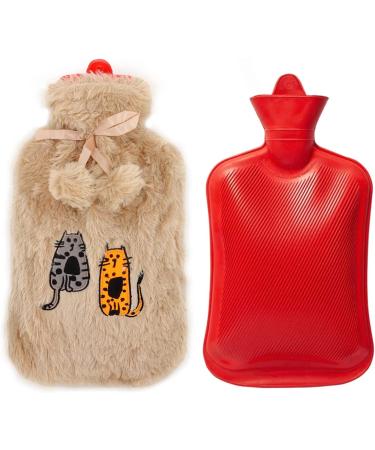 Biggdesign Large 2L Hot Water Bottle with Plush Cover - Pink | Washable Bag for Cramps, Neck, Back Pain | 68 OZ Hot Water Bag for Feet, Shoulders - Buy Online on GoSupps.com