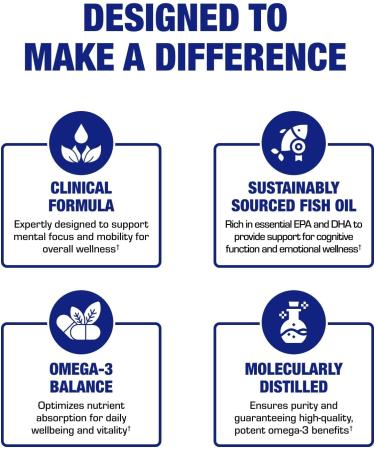 Omega 3 Fish Oil 1200 mg - Clinical DHA EPA Omega 3 Supplement with Burpless Fish Oil Brain Heart & Overall Health - Molecularly Distilled for Purity - Certified Sustainably Sourced (Orange Flavored) - Buy Online on GoSupps.com