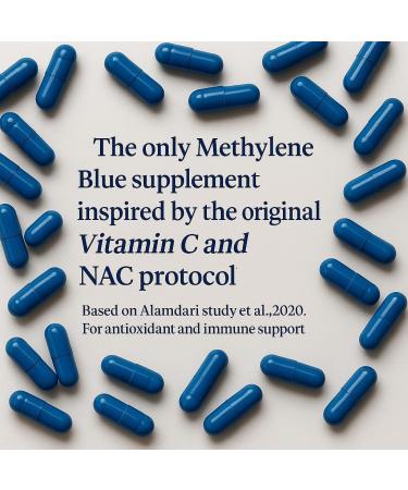 Methylene Blue Capsules (USP Pharma Grade) with NAC for Antioxidant Support Vitamin C for Absorption Beet Root for Blood Flow Cognitive Brain Boost Memory Focus & Energy 60ct - Buy Online on GoSupps.com